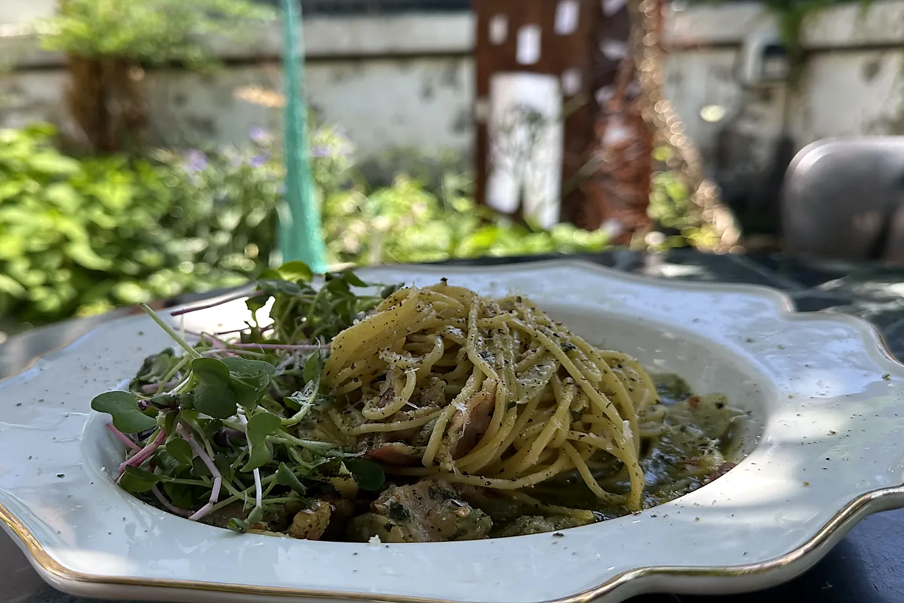 Close-up of pasta at Bukchon Tteul